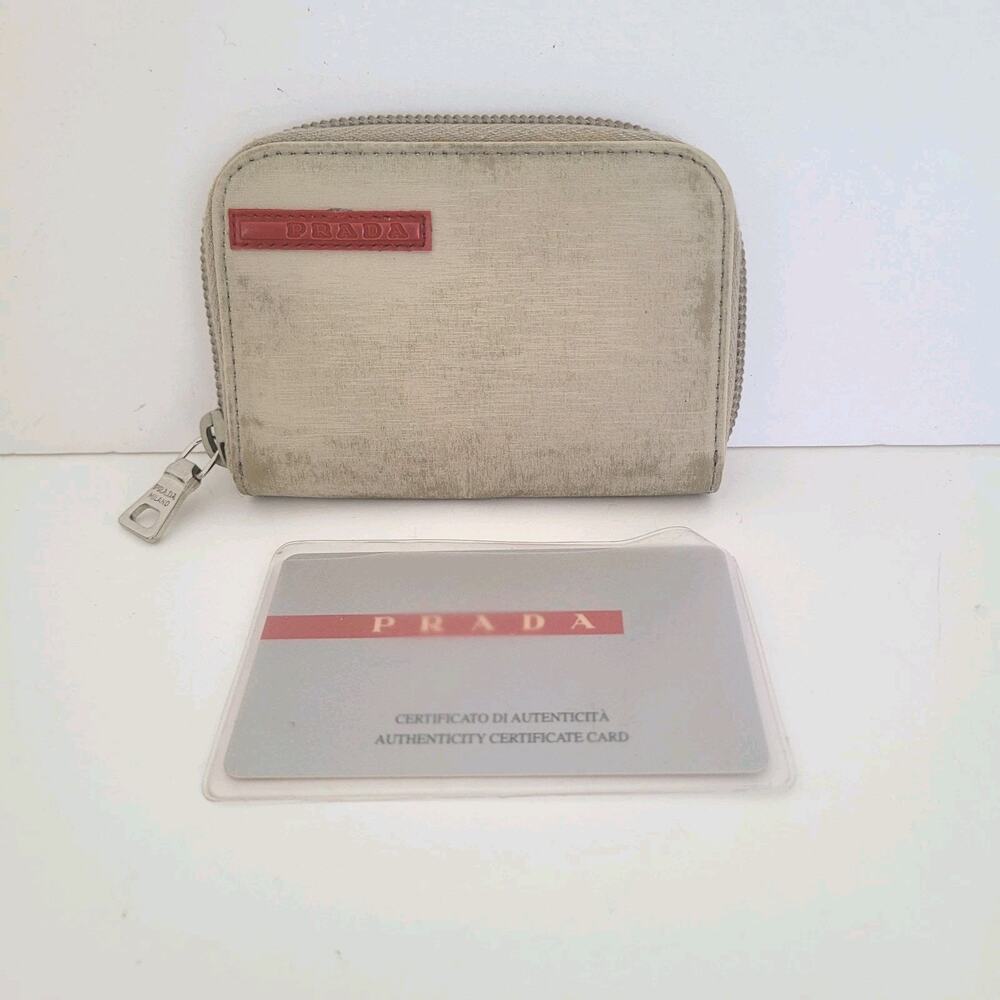 PRADA Sport Pomice Gray Wallet Small Nylon Card Coin Case Holder Zip Around